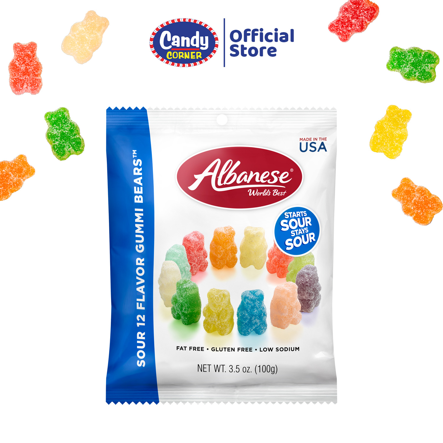 Albanese Sour 12 Flavor Gummy Bears 100g - Image 3