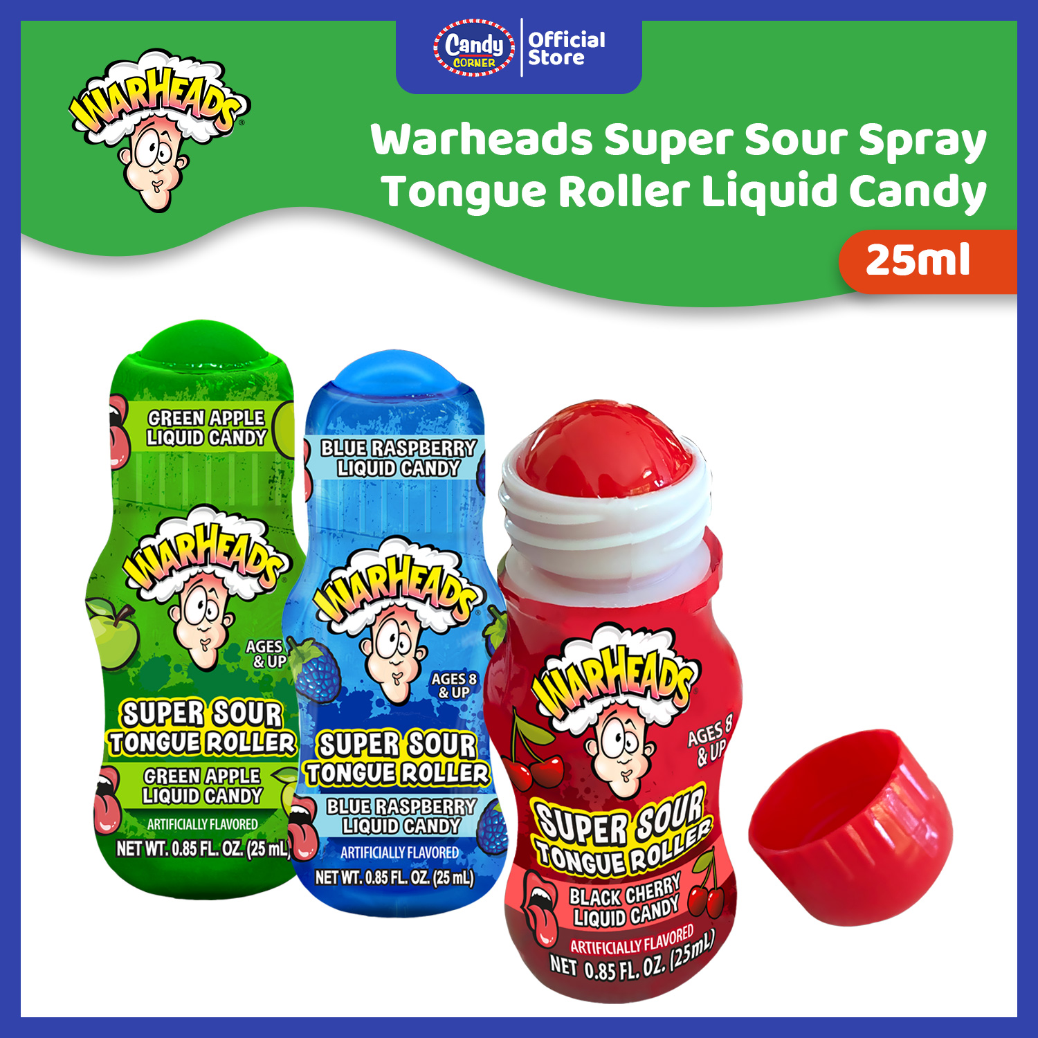 Warheads Super Sour Tongue Roller Liquid Candy 25ml - Image 2