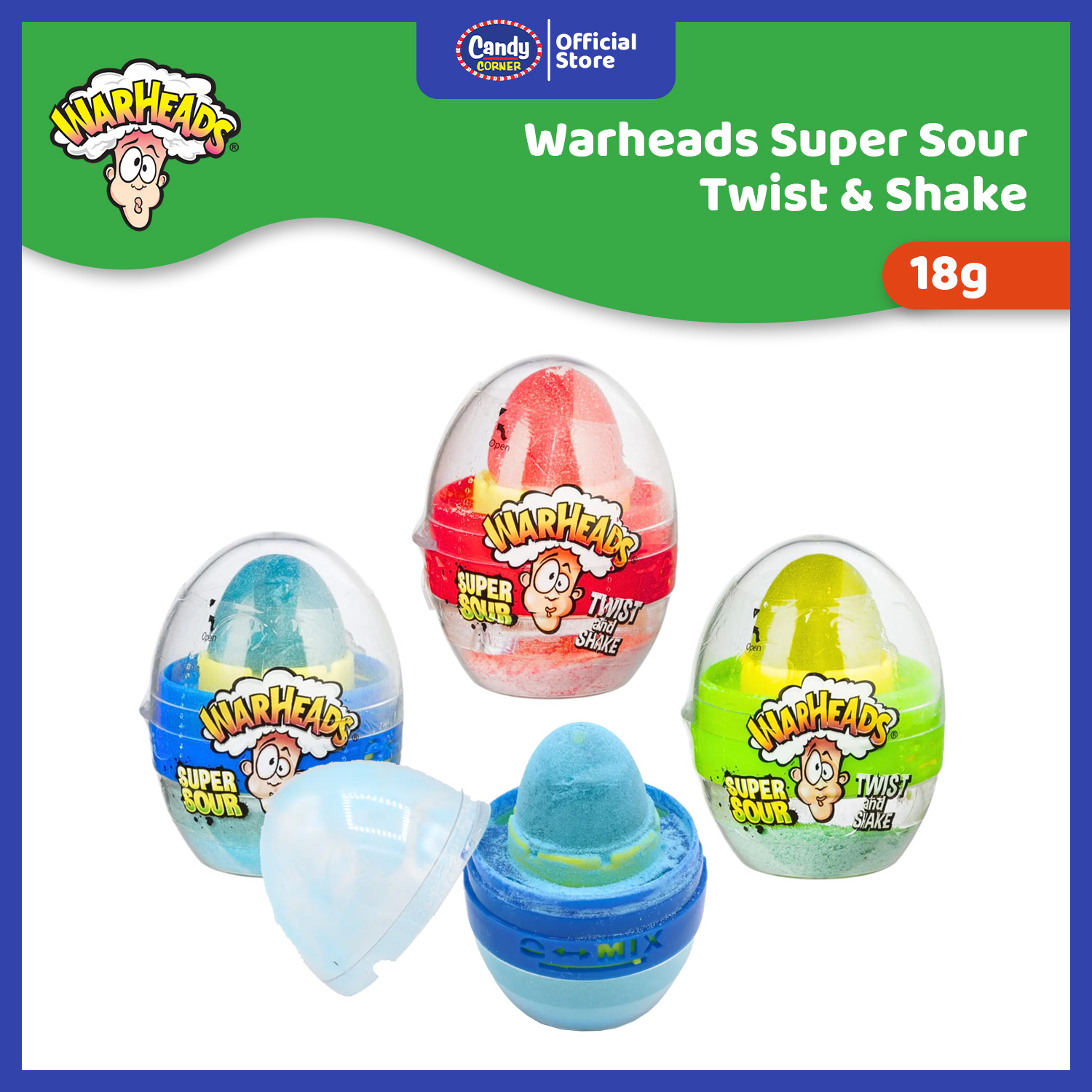 Warheads Super Sour Egg Twist & Shake Lollipop 18g