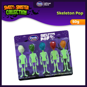 Candy Corner Halloween Skeleton Lollipop with Glow in the Dark Body
